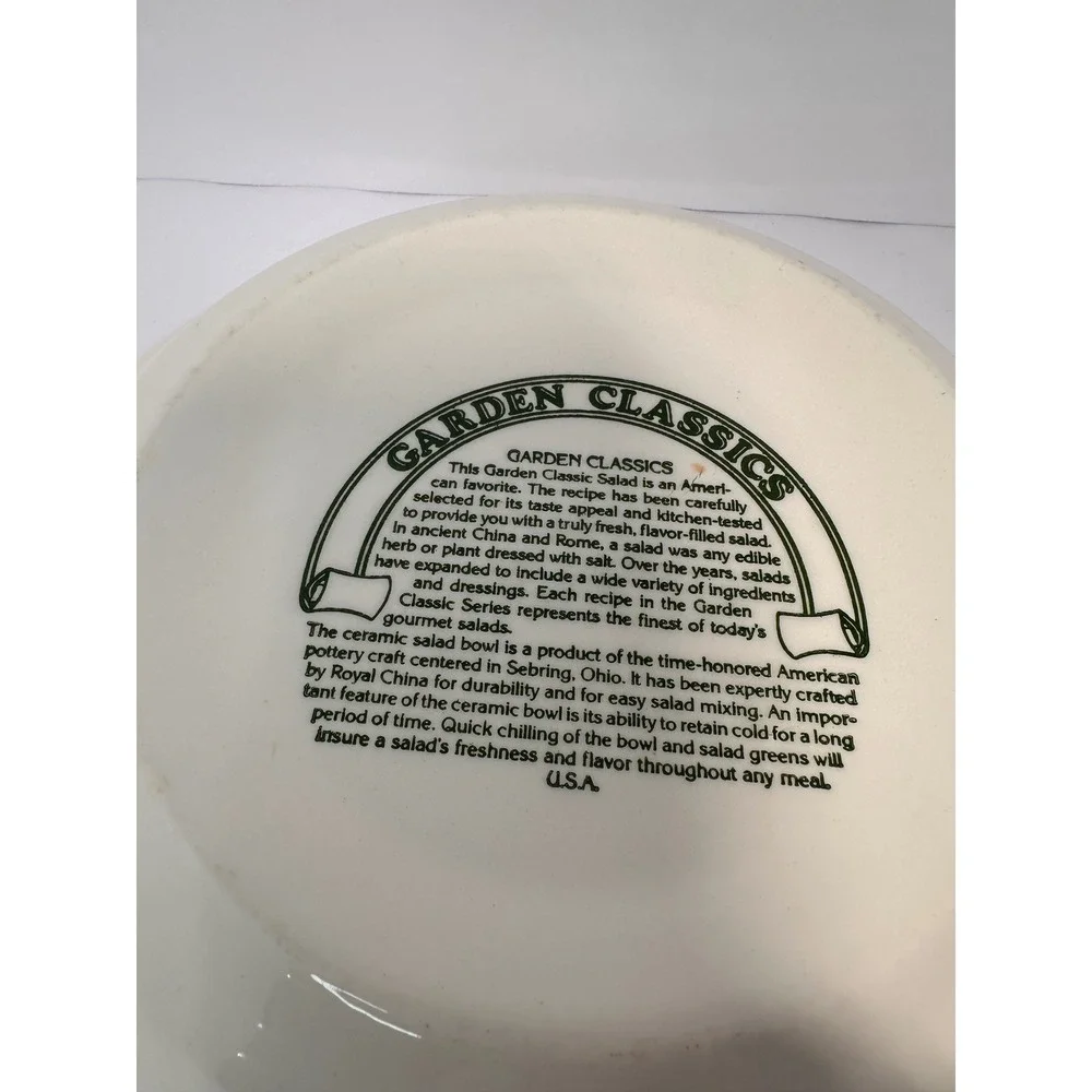 Vintage Royal China Co Garden Classics Layered Salad Recipe Bowl 11 inch 1983